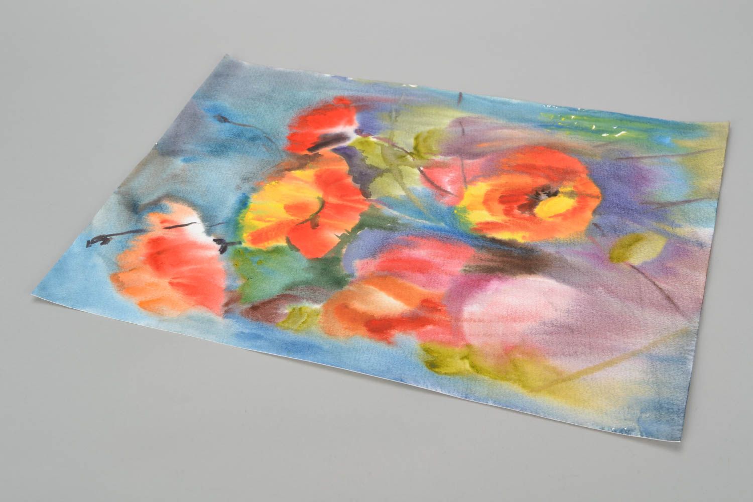 Watercolor painting Poppies photo 2