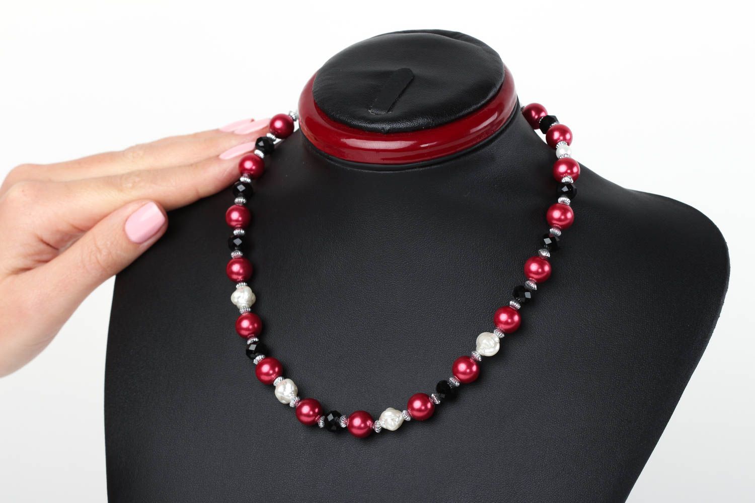 Collier fantaisie Bijou fait main cristal perles céramiques Accessoire fille photo 5
