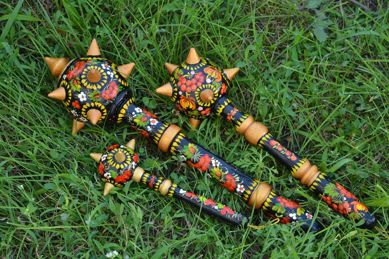 Designer handmade wooden bulawa unique ethnic ornamenting interior souvenir photo 6