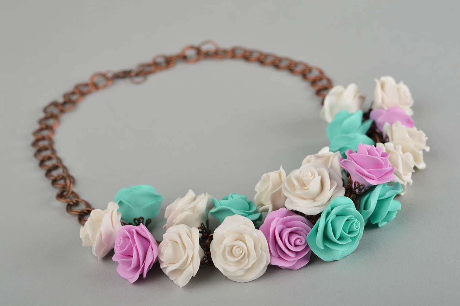 Handmade necklace polymer clay flower jewelry necklaces for women chain necklace photo 2
