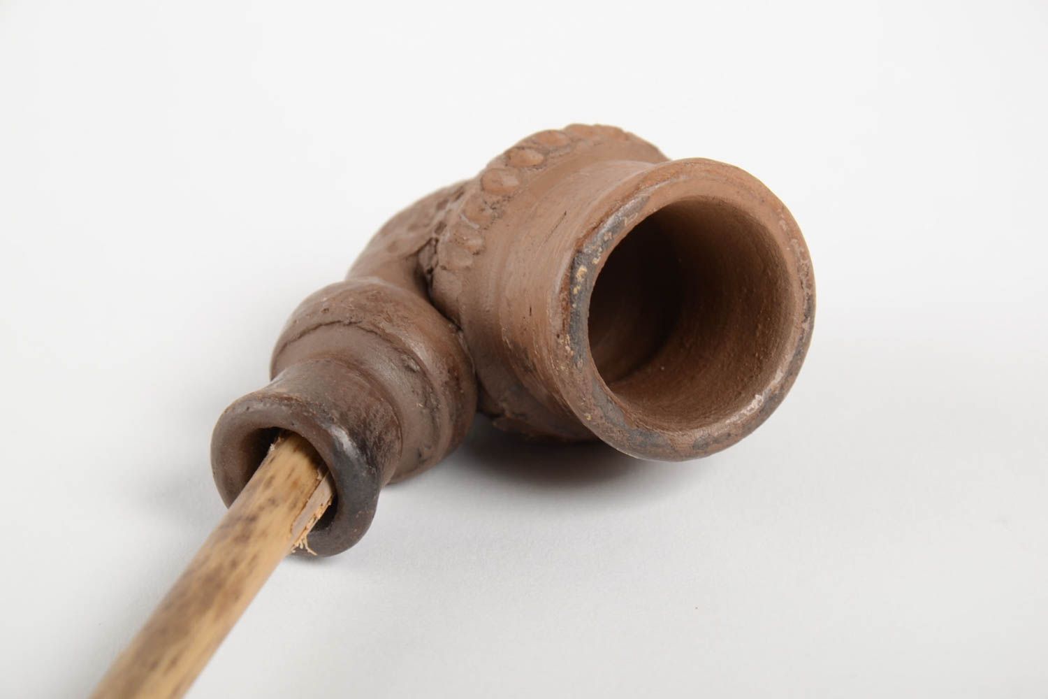 Сувенирная глиняная курительная трубка ручной работы авторская красивая фото 4