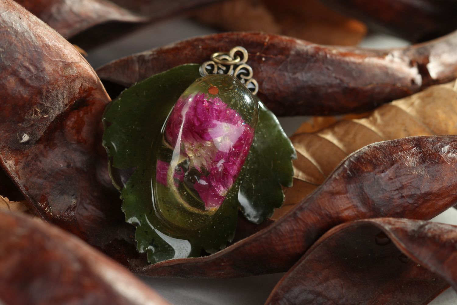 Handmade pendant designer accessory epoxy jewelry unusual gift for women photo 1