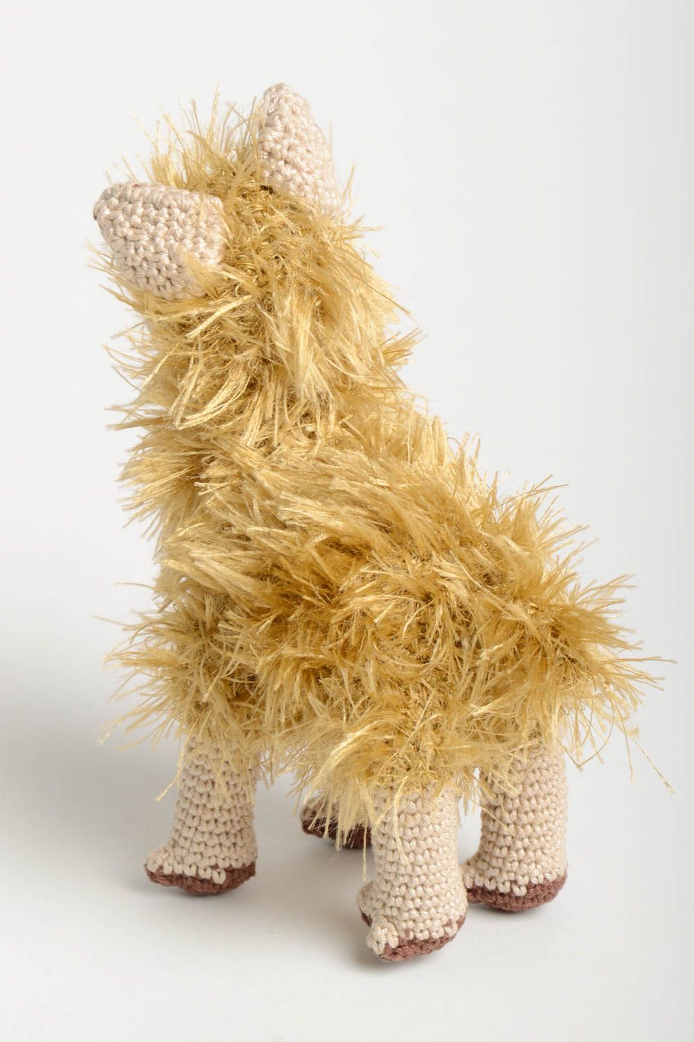 Handmade soft crocheted toy unique designer lama figurine present for children photo 3