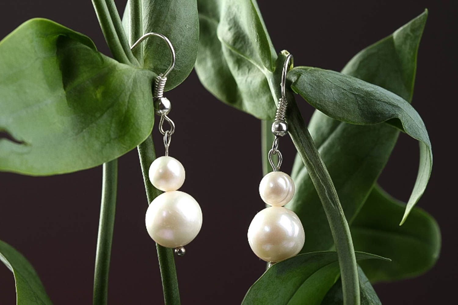 Pearl earrings handmade jewelry long earrings unique jewelry gifts for girls photo 1