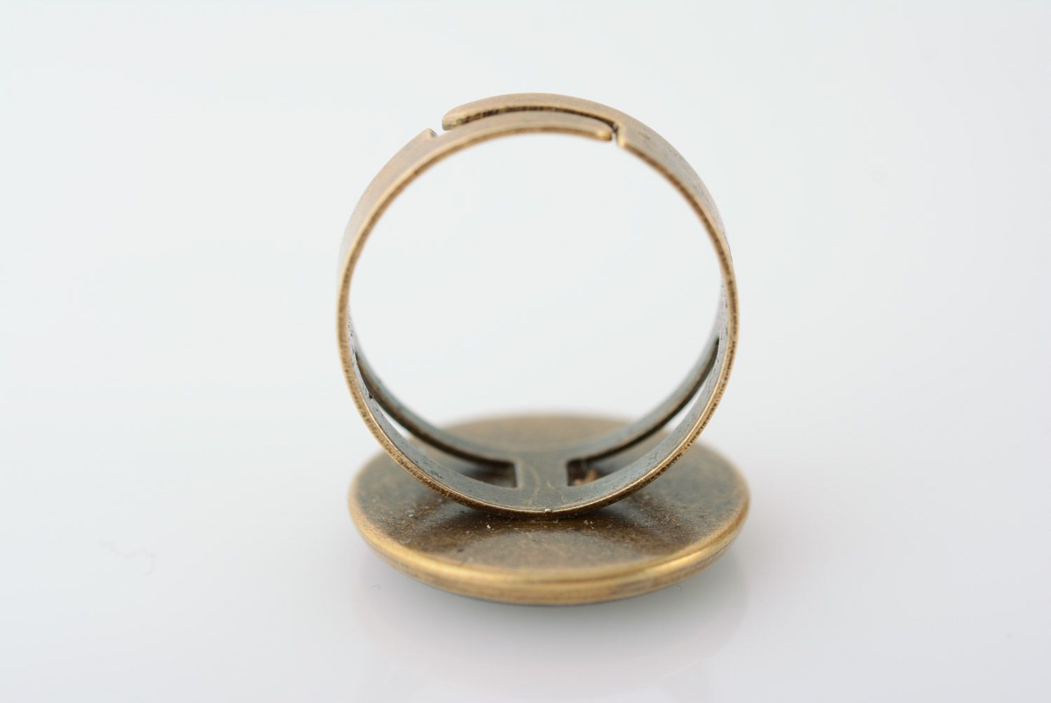 Кольцо с живым цветком в эпоксидной смоле ручной работы круглое металлическое фото 5