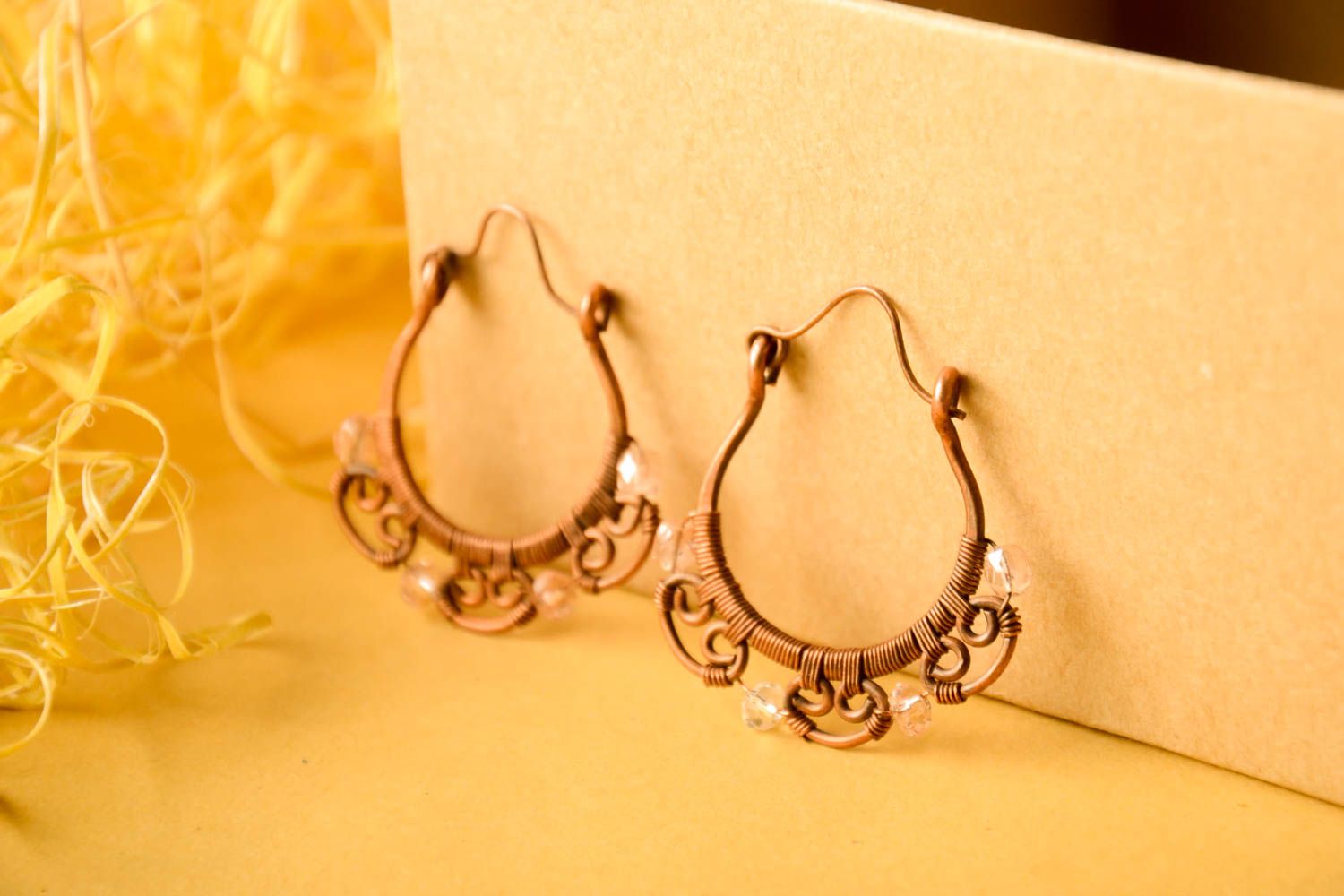 Metall Ohrringe handgemachter Schmuck Ohrringe für Damen schön elegant aus Draht foto 1