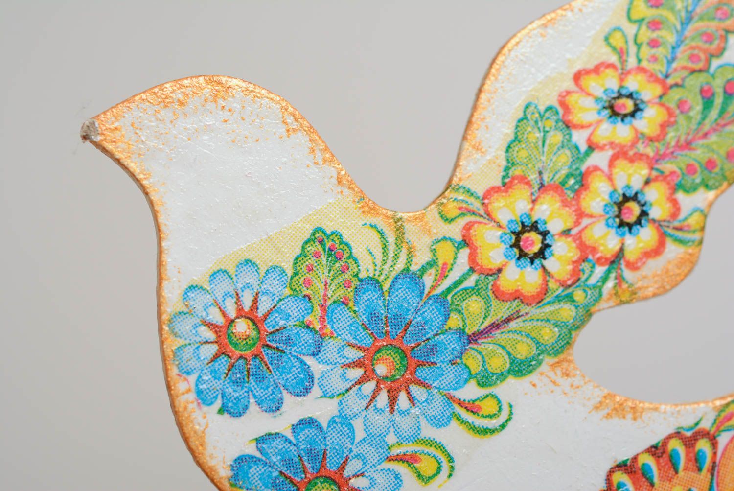 Deco Kühlschrankmagnet handmade in Form vom Glücksvogel bemalt originell für Küche Dekor foto 2