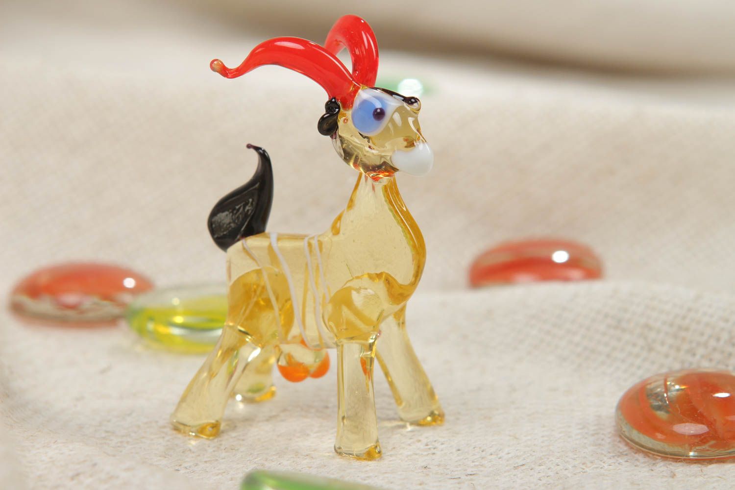 Petite figurine en verre au chalumeau mouton multicolore déco faite main photo 5