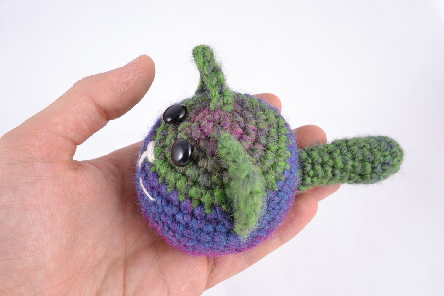 Jouet mou tricoté à la main gris violet fait main chat-boule cadeau pour enfant photo 2