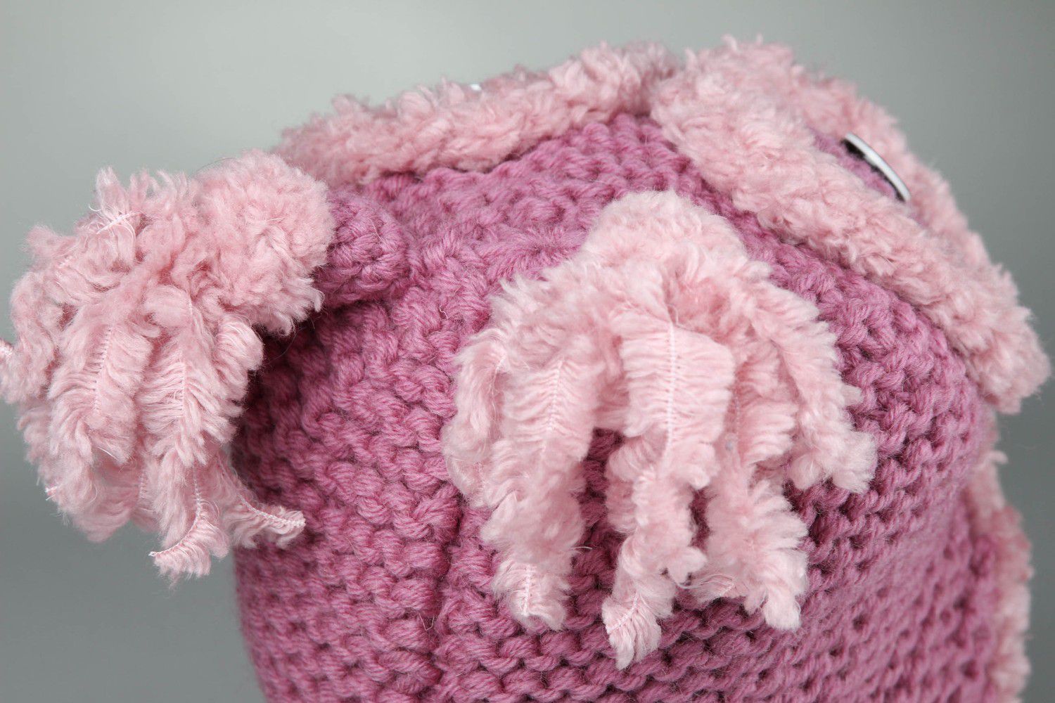 Bonnet tricoté Hibou rose fait main  photo 5