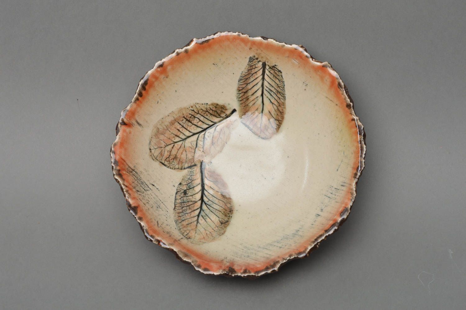 Bol rond en porcelaine peint de glaçure majolique fait main vaisselle originale photo 1