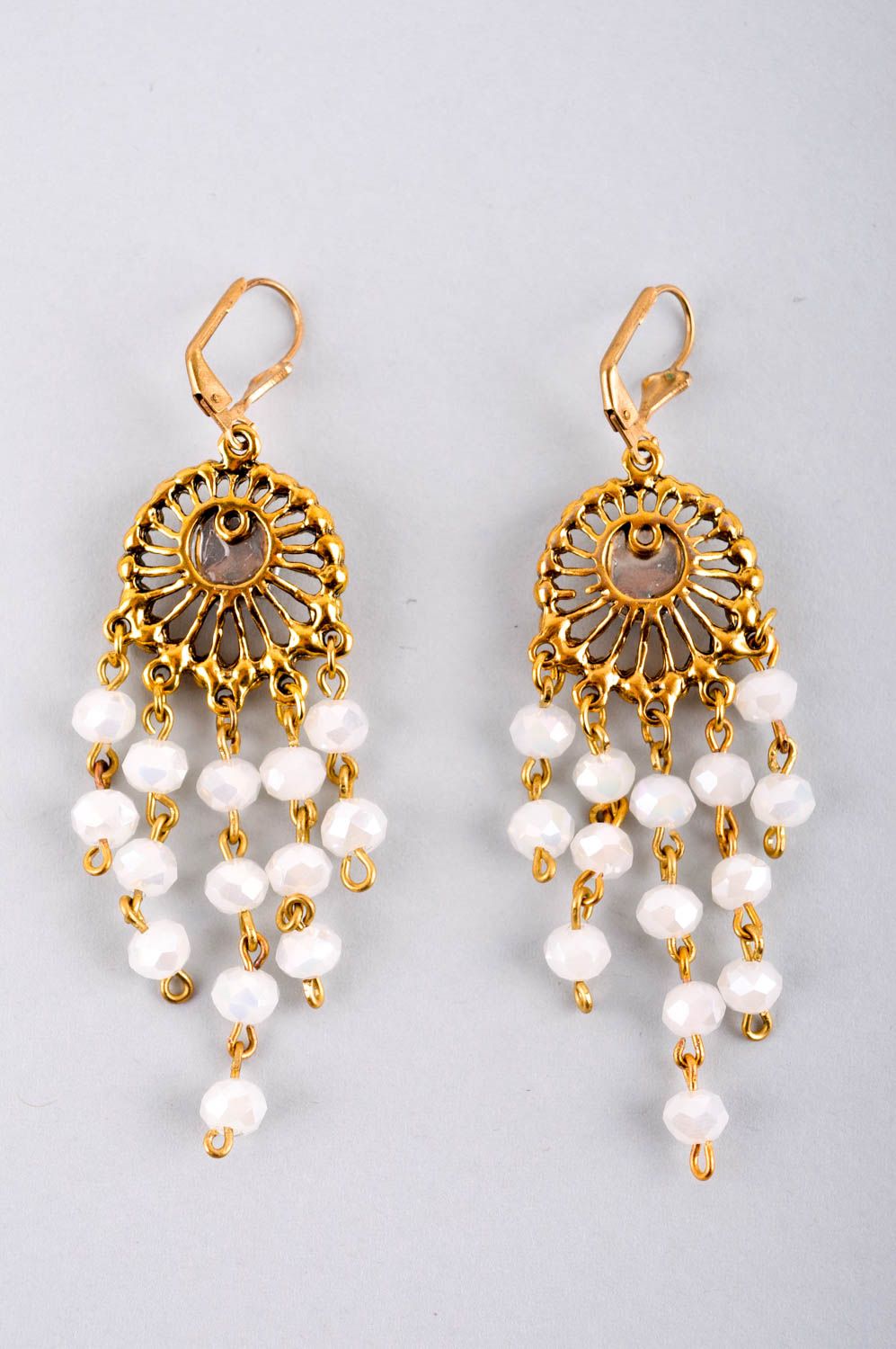 Handmade crystal earrings long beaded earrings with charms present for women  photo 4