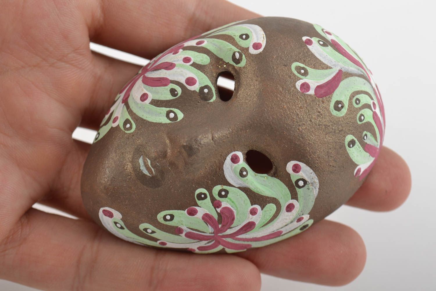 Beautiful homemade designer clay fridge magnet souvenir Venetian mask photo 2