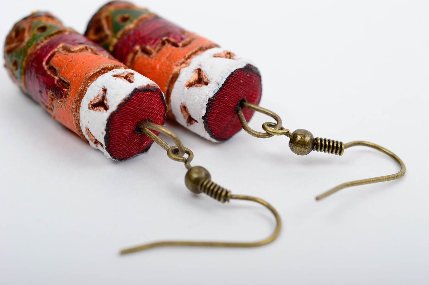 Stylish handmade ceramic earrings thread earrings beautiful jewellery gift ideas photo 2