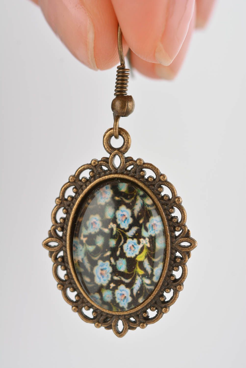 Unusual glass earrings stylish designer earrings handmade female jewelry photo 3