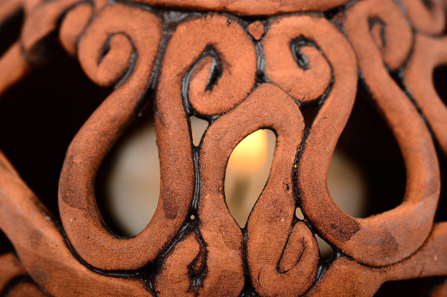 Zierlicher Deko Kerzenhalter handmade Haus Deko Kerzenhalter aus Ton bemalt foto 5