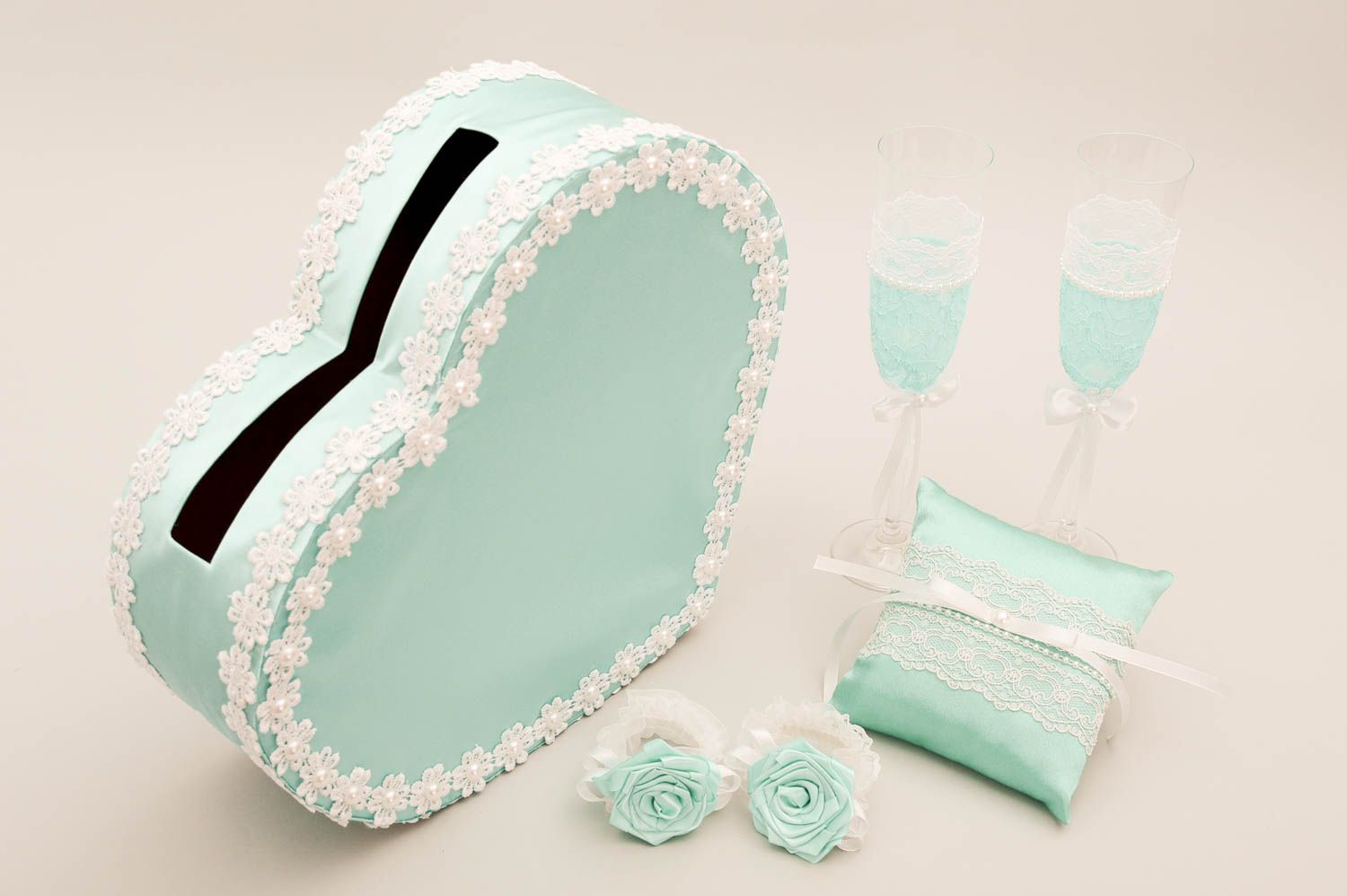 Handmade wedding glasses unusual pillow for rings designer bracelet wedding set photo 5