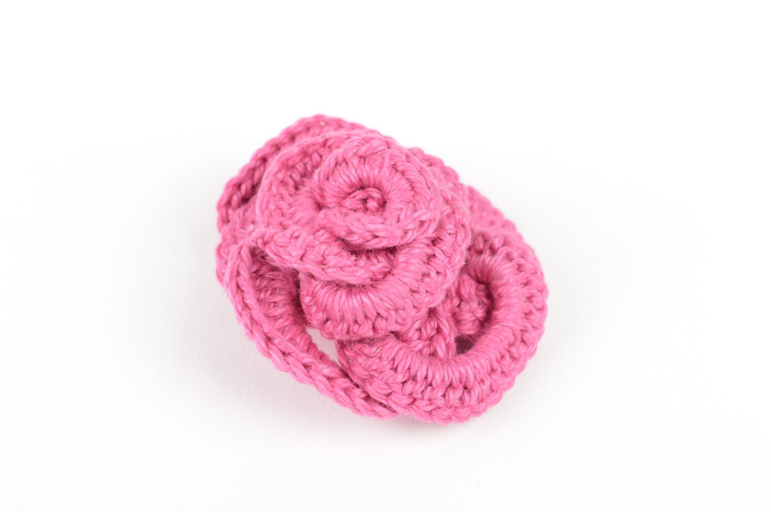 Fleur pour bijoux faite main Fourniture bijoux rose au crochet Loisirs créatifs photo 2