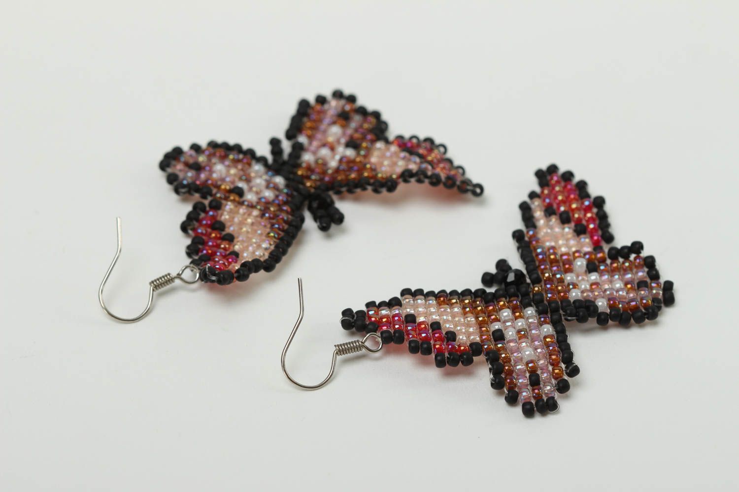 Серьги ручной работы модные серьги большие бабочки красивые серьги из бисера фото 4
