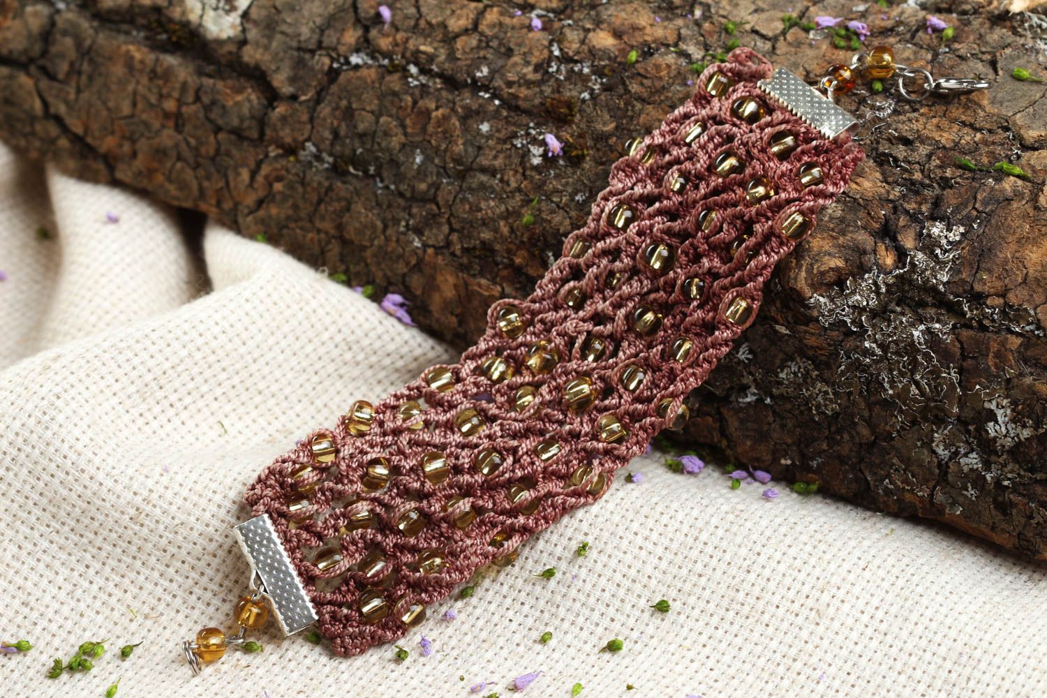 Beautiful handmade woven textile bracelet beaded wrist bracelet macrame ideas photo 1
