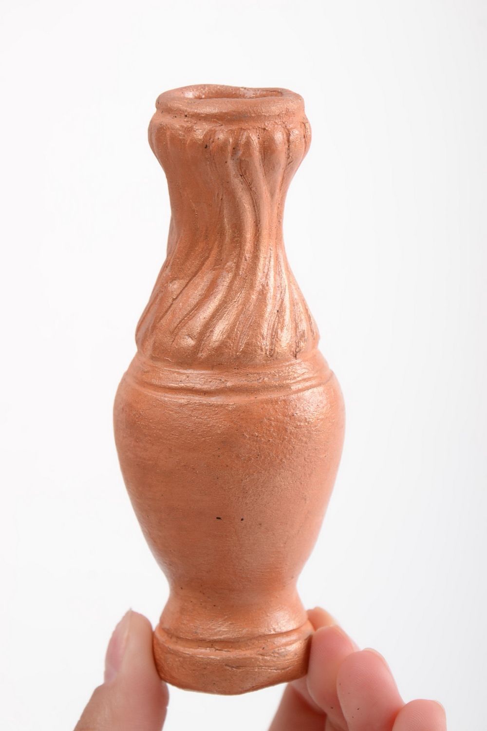 Оригинальная глиняная ваза хенд мейд маленькая для декора интерьера подарок фото 5