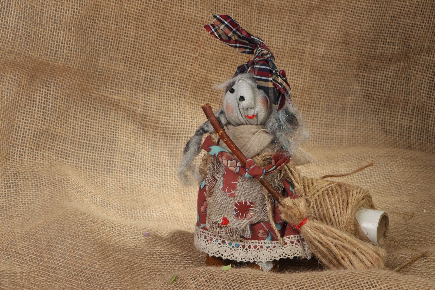 Unusual fabric doll Baba Yaga photo 5