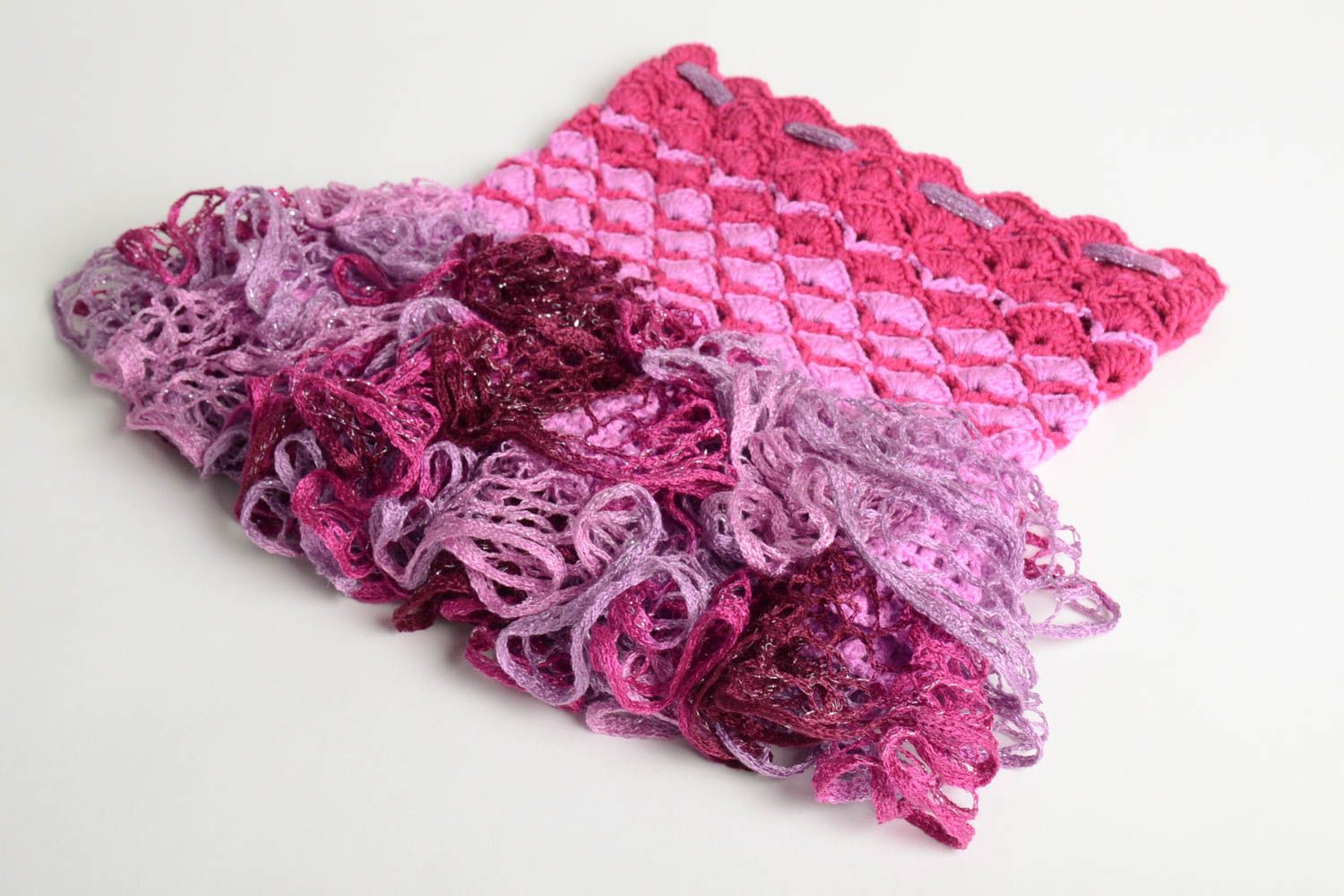 Jupe fille fait main Jupe tricot au crochet design rose violet Vêtement fille photo 3