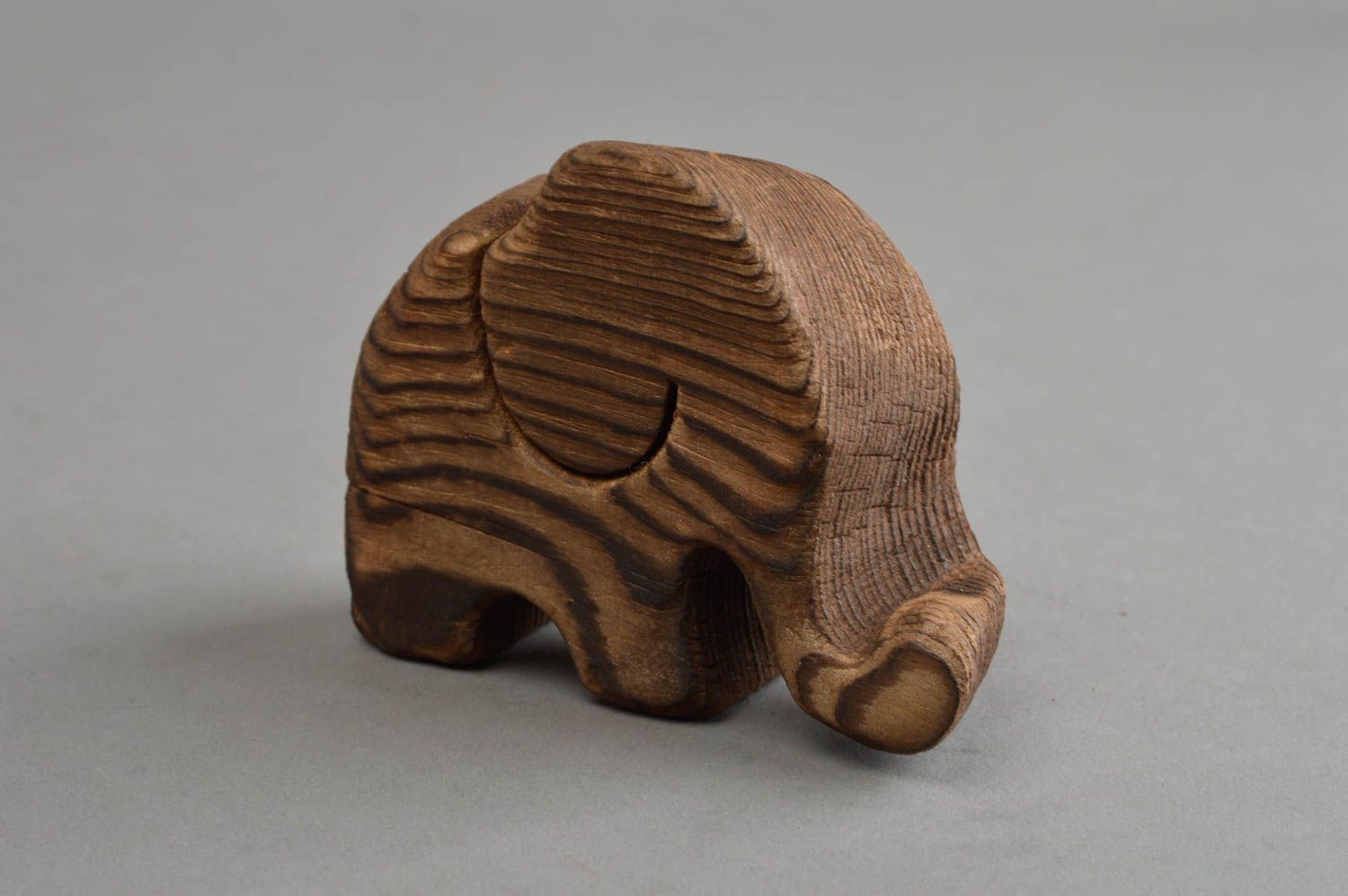 Figurine éléphant en bois écologique faite main de petite taille décorative photo 3
