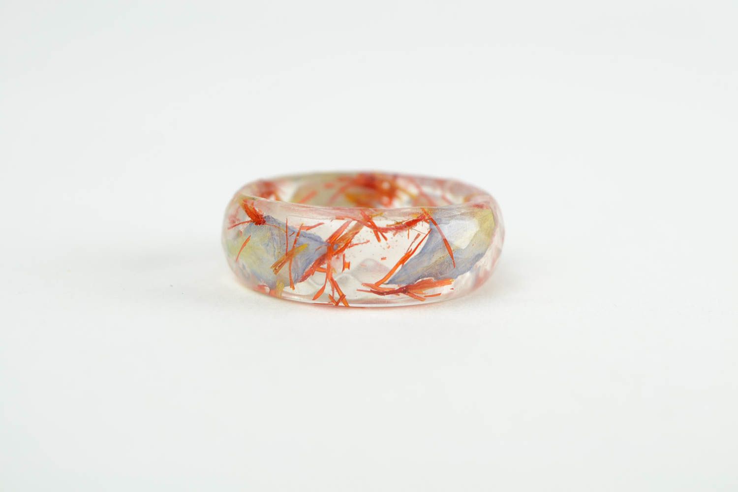 Кольцо с цветами женское кольцо ручной работы украшение из эпоксидной смолы фото 4