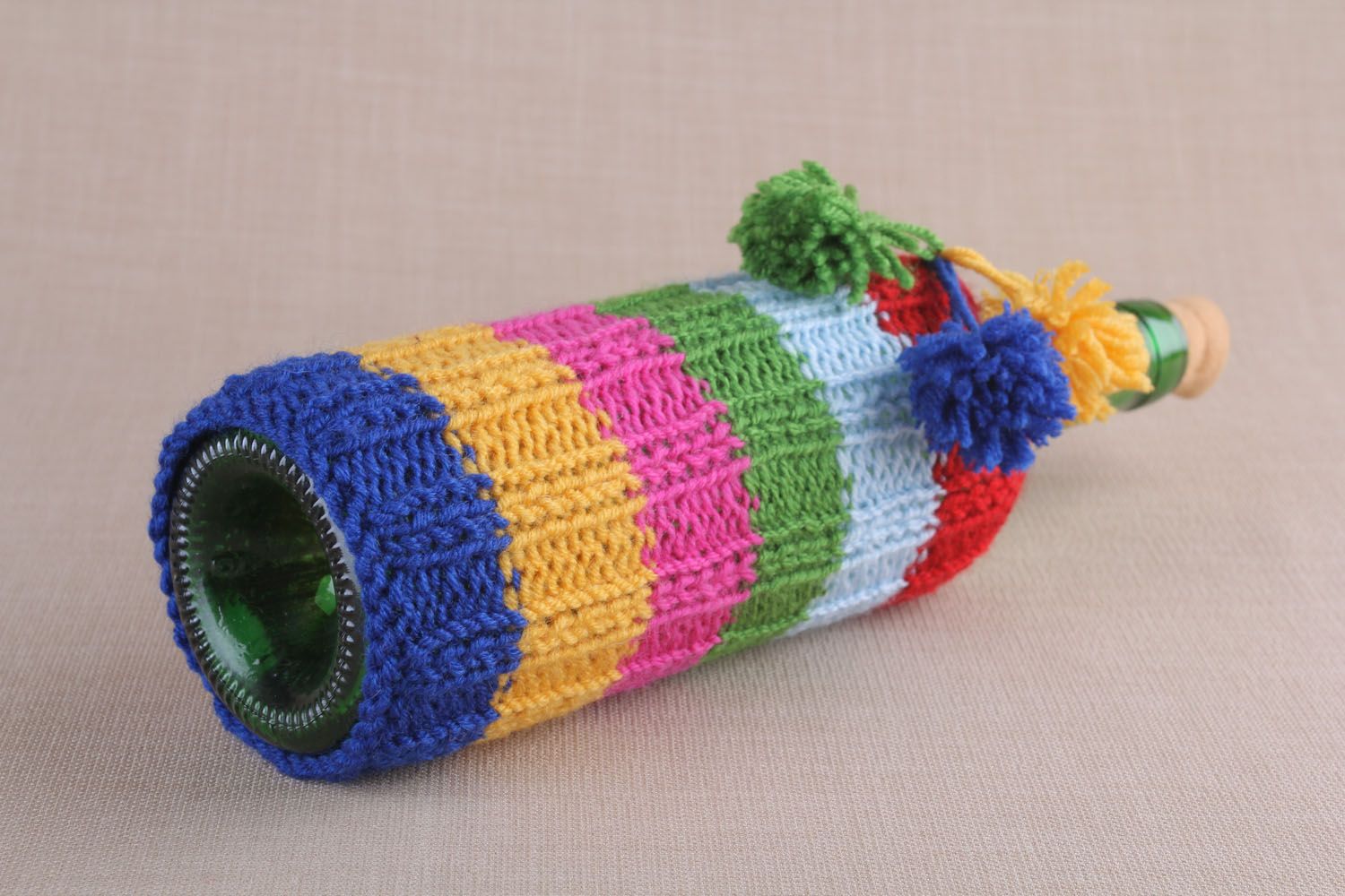 Bottle with knitted cozy photo 4
