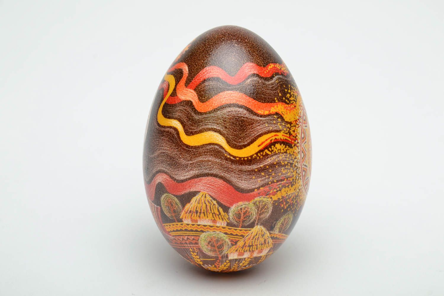 Handmade Easter egg with painting in Ukrainian style photo 4