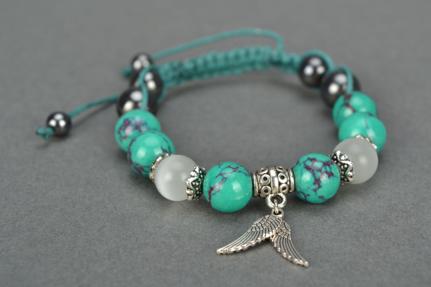 Bracelet with green turquoise photo 3