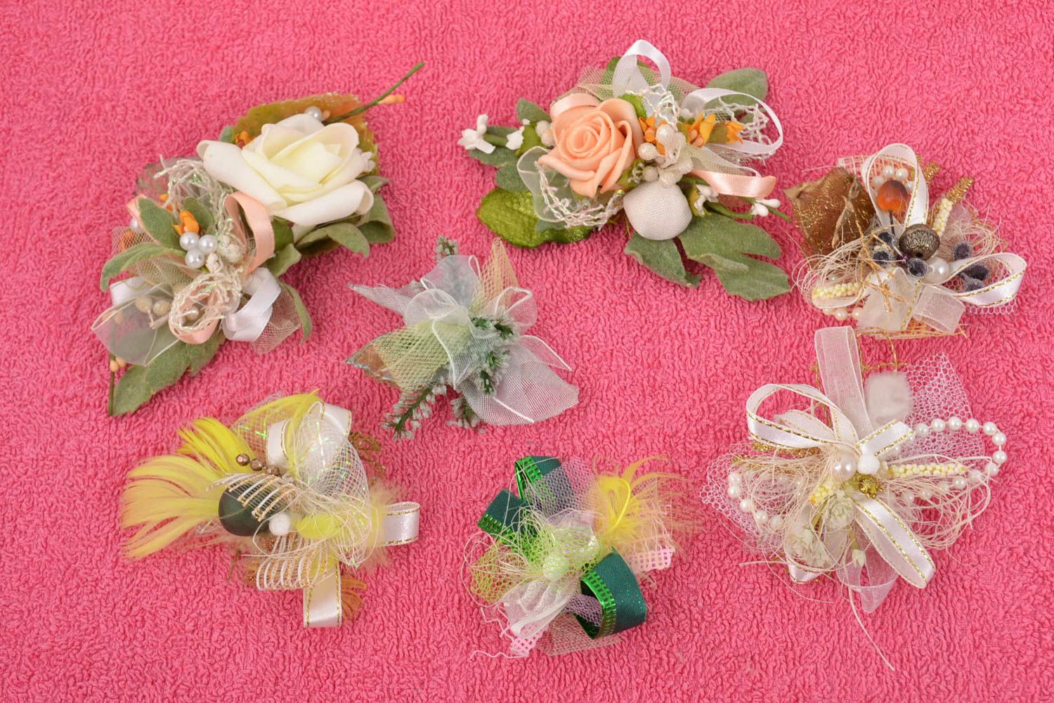 Set de fournitures pour broches faites main avec fleurs artificielles 7 pièces photo 1