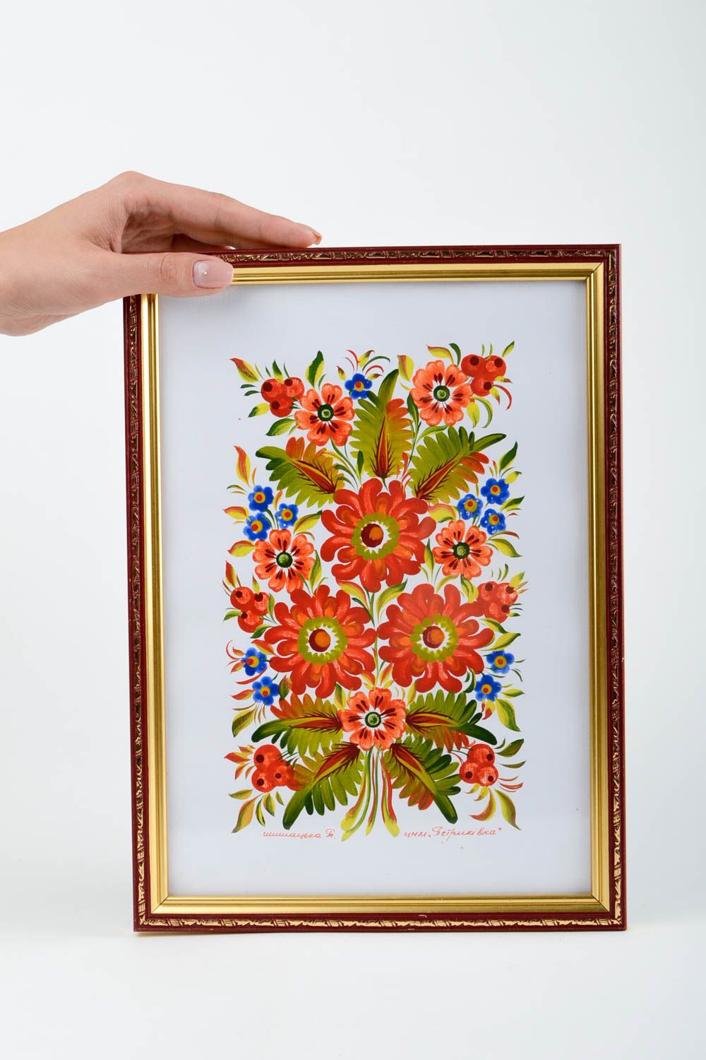 Tableau peint Déco fait main rectangulaire avec fleurs Idée déco maison photo 2