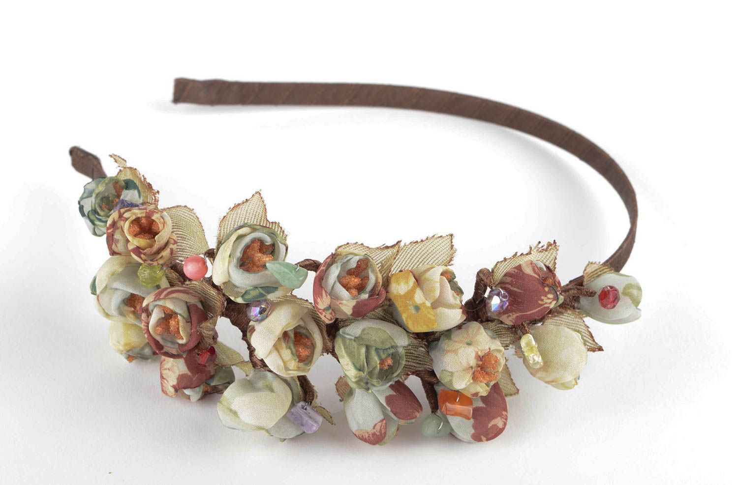 Handmade hair accessories handmade hair band fabric headband with flowers photo 2