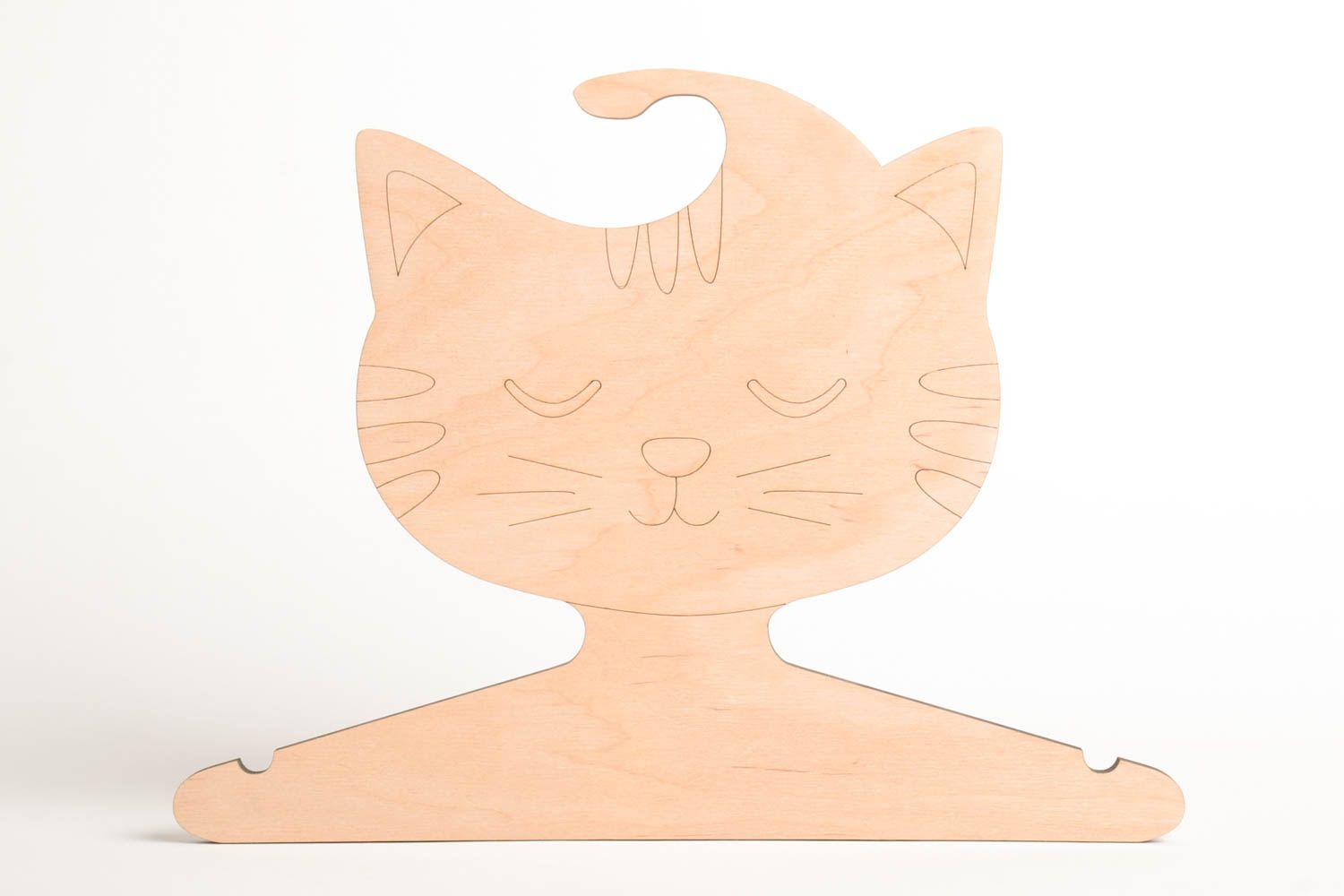 Cintre chat Cintre pour enfant fait main en bois brut Objet à décorer et peindre photo 2