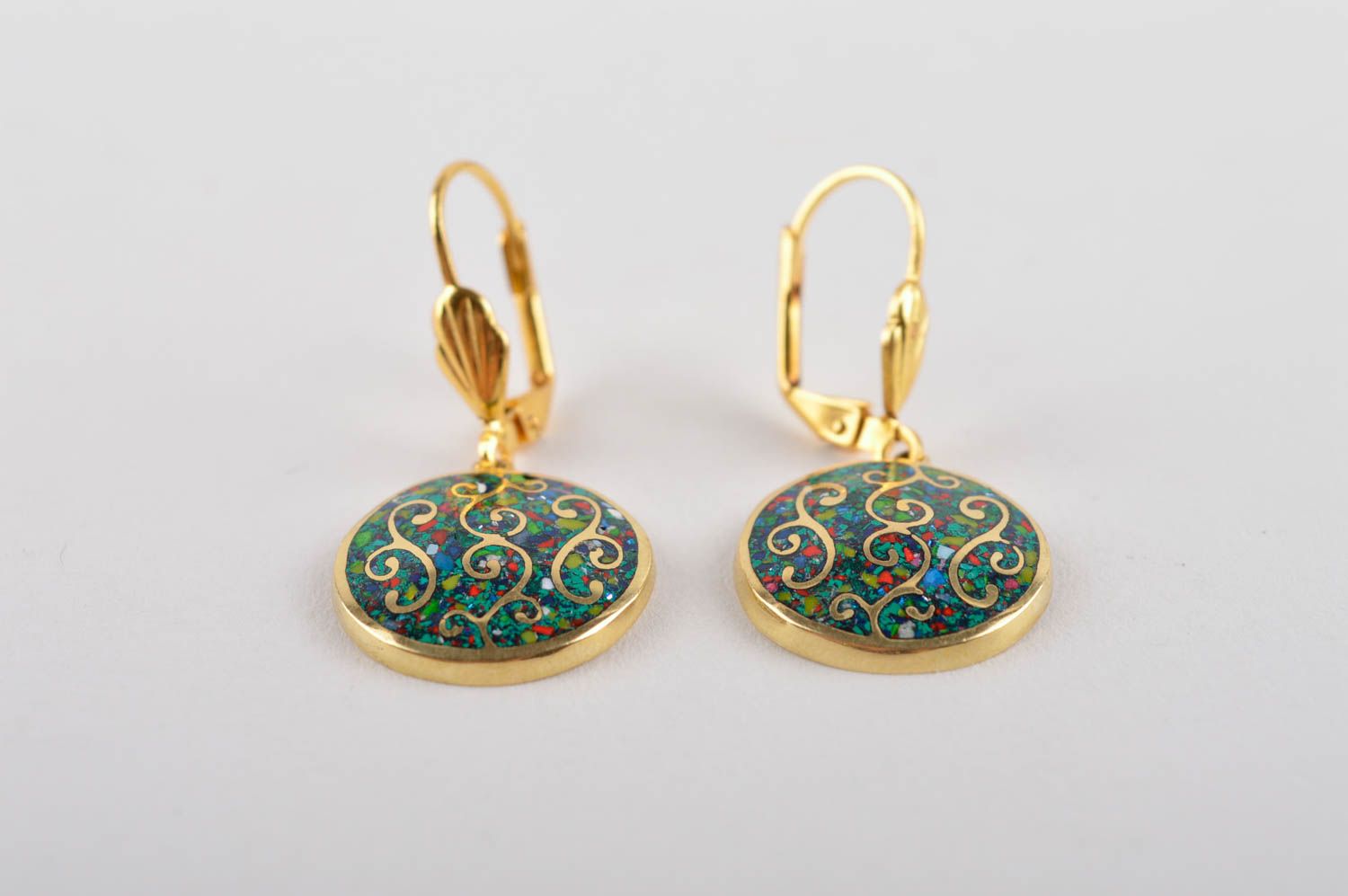 Handmade metal earrings with natural stones brass earrings fashion bijouterie photo 4