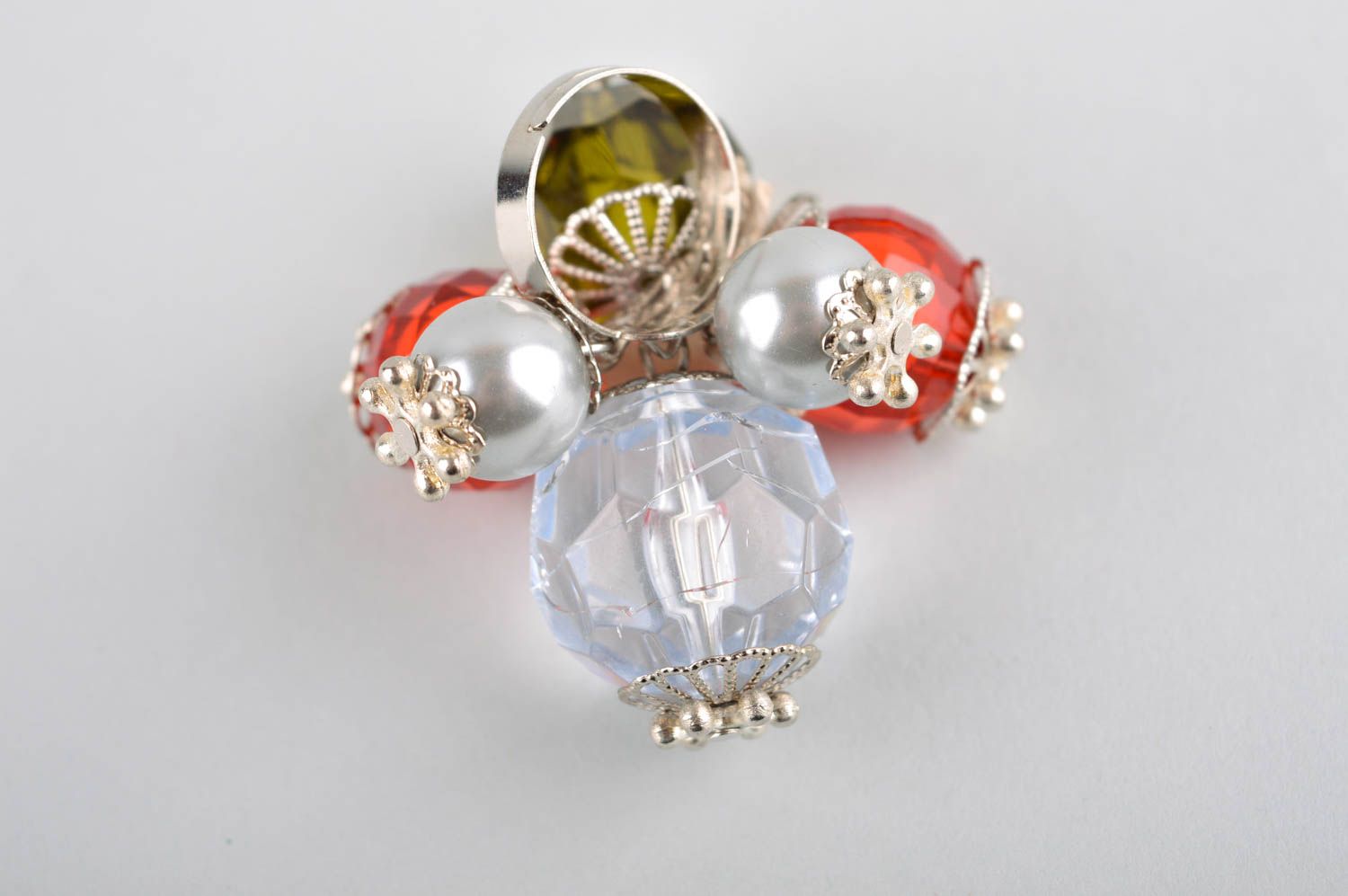 Bague verre Bijou fait main massif perles Accessoire femme cristal design photo 4