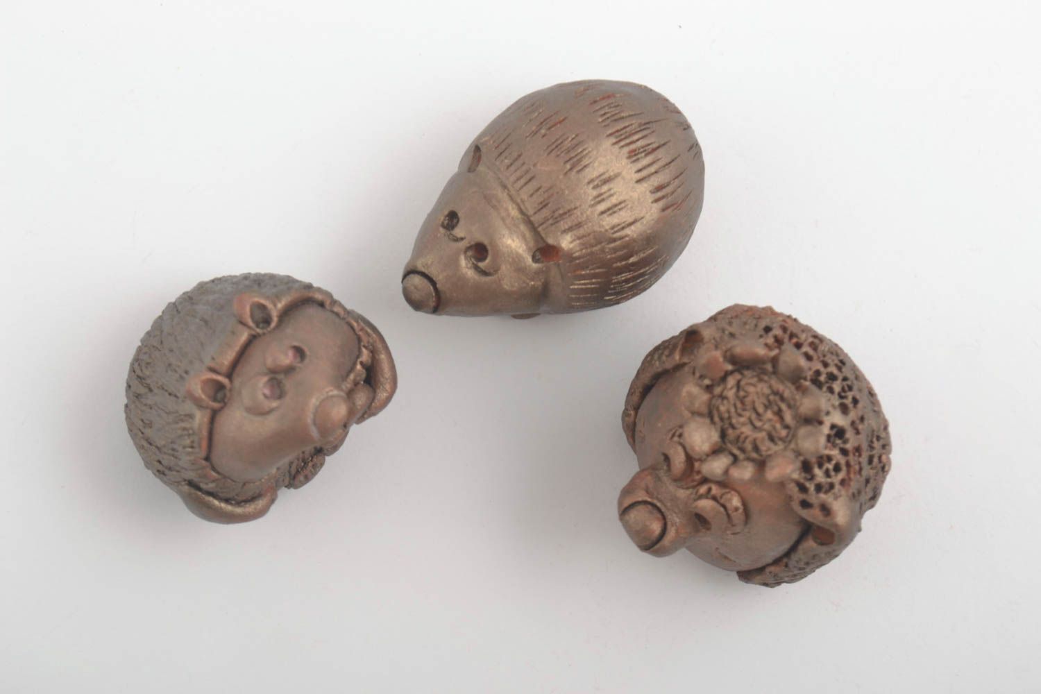 Set of 3 handmade clay statuettes ceramic figurines miniature animals photo 5
