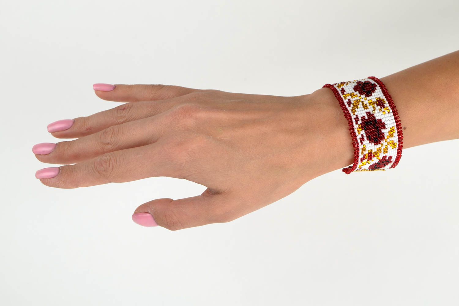 Bracelet large Bijou fait main tissé en perles de rocaille Cadeau femme photo 1