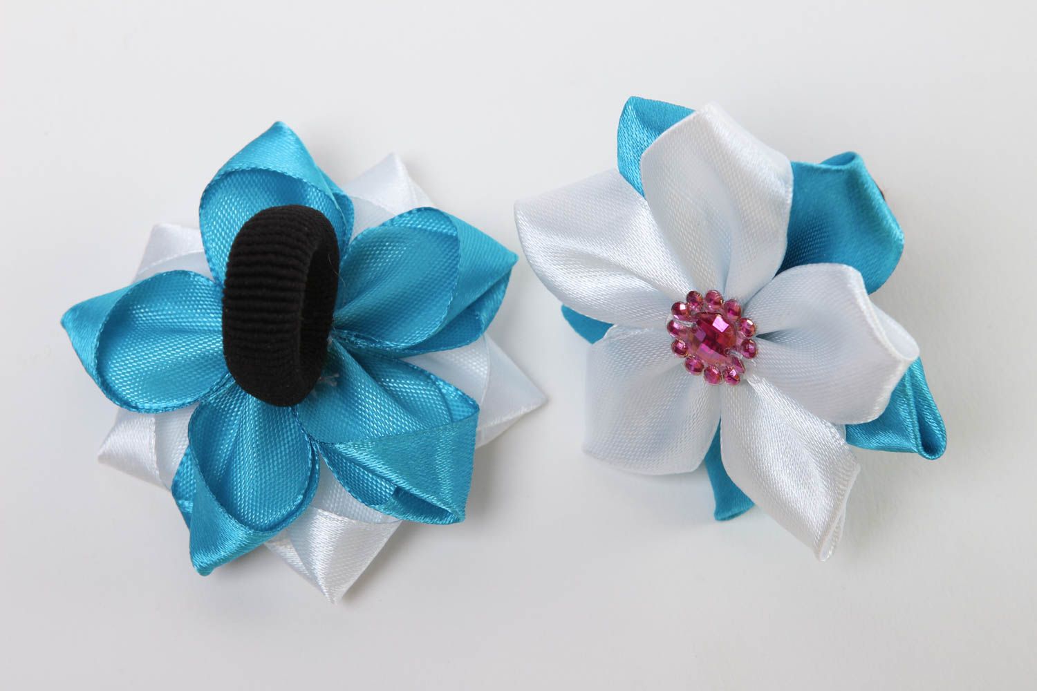 Аксессуары для волос хэндмэйд детские резинки для волос резинки с цветками белые фото 3