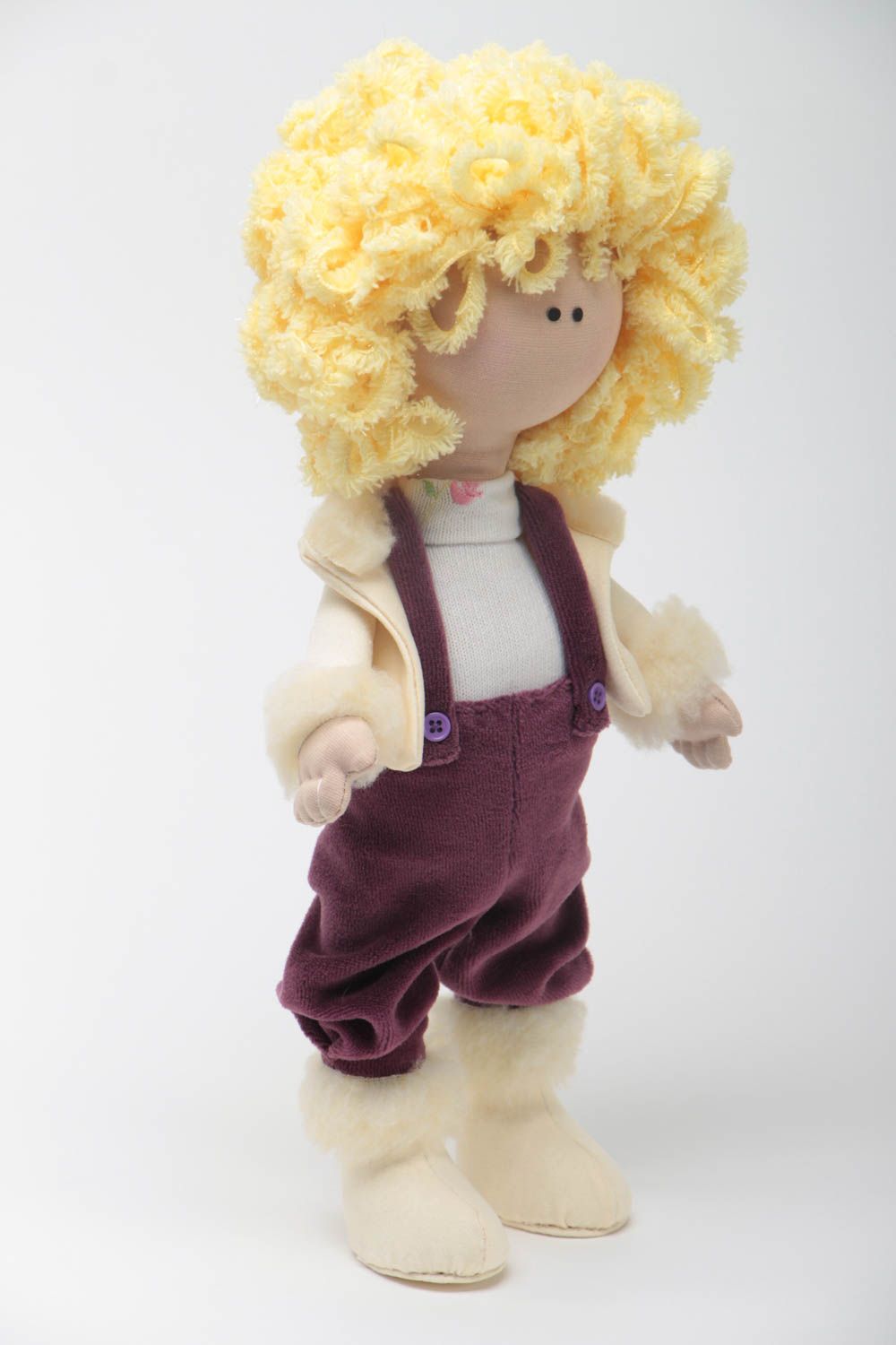 Handmade childrens rag doll textile stuffed toy interior decorating gift ideas photo 2