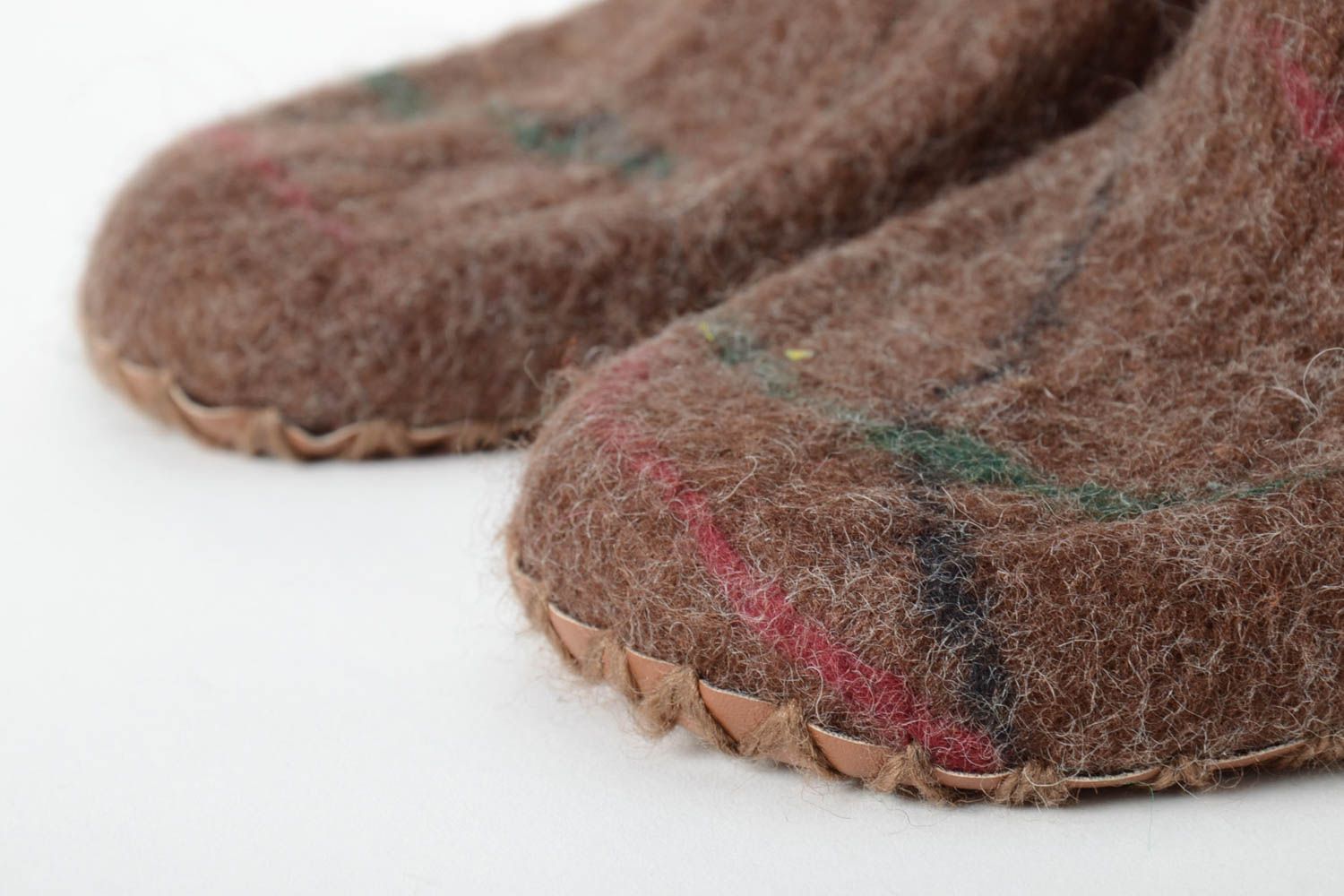 Pantoufles en laine fait main Chaussons laine Accessoire homme marron cadeau photo 5