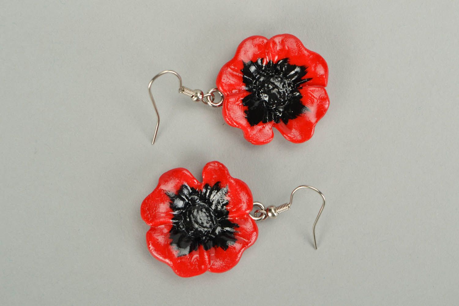 Polymer clay earrings Poppies photo 2