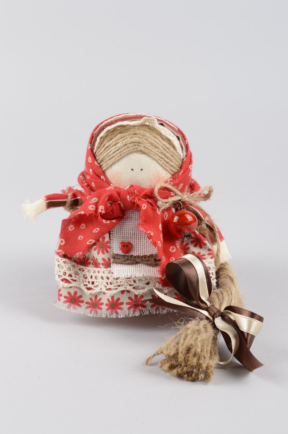 Muñeca de trapo artesanal hecha de lino decoración de hogar regalo original foto 1