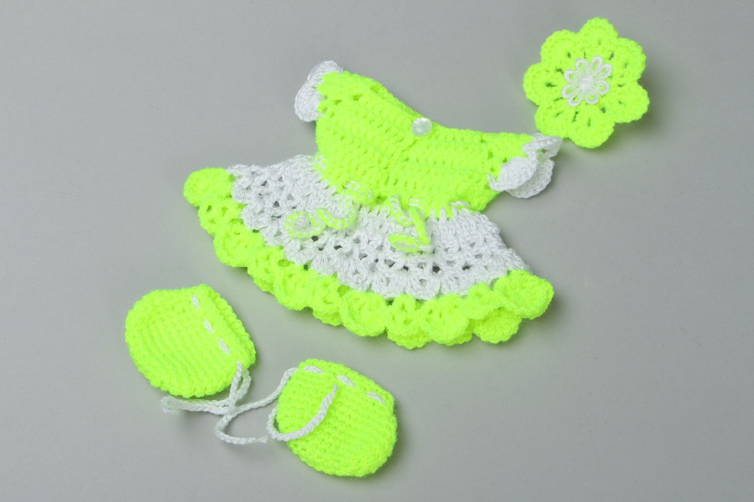 Crochet dress and booties doll clothes photo 3