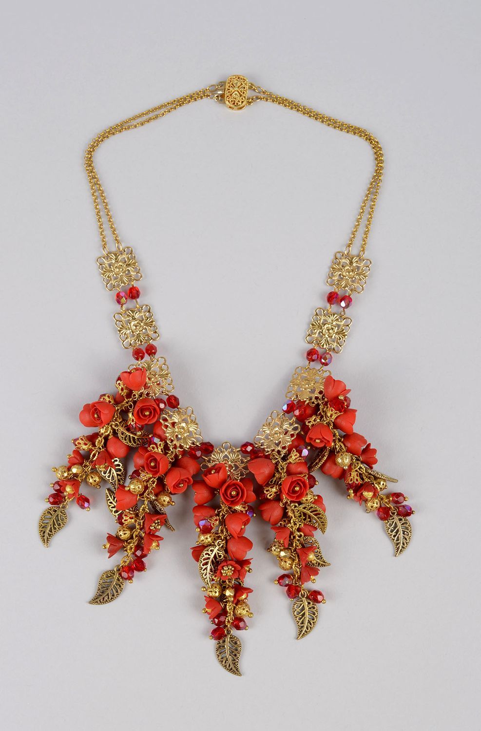 Handmade necklace designer necklace unusual gift clay jewelry designer accessory photo 1