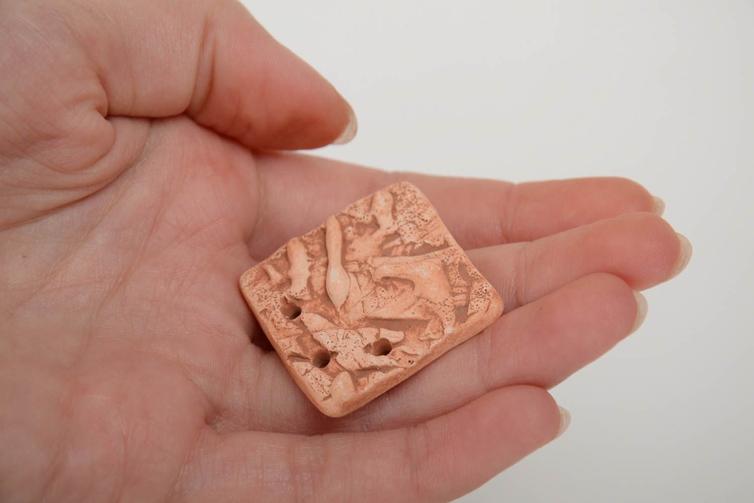 Beautiful handmade square shaped clay craft blank for pendant making DIY photo 5