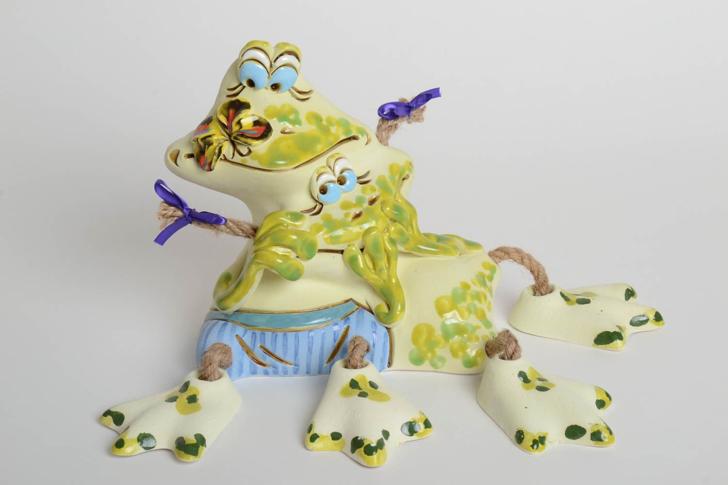 Tirelire grenouille fait main Accessoire design céramique émail Déco maison photo 2