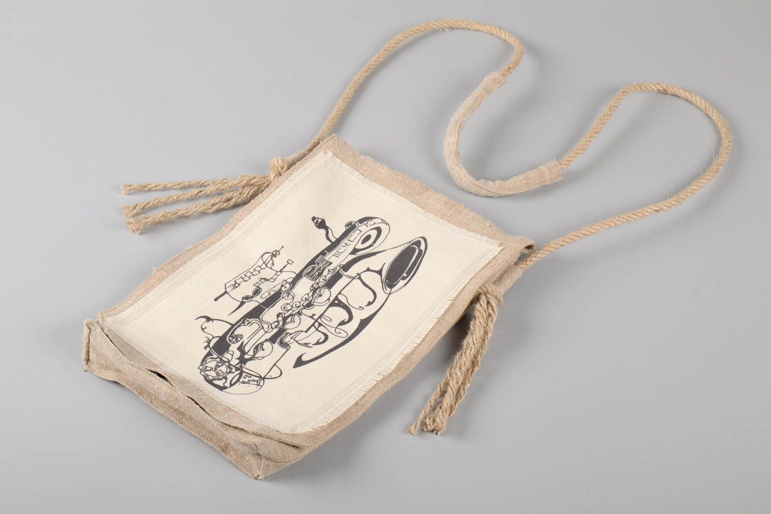 Mochila hecha a mano de lino bandolera de tela regalo original para mujer foto 2